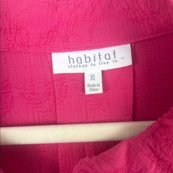 Habitat Women's Size XLarge Pink Ruffled Collar Stretch Textured Tunic Top - Picture 3 of 9